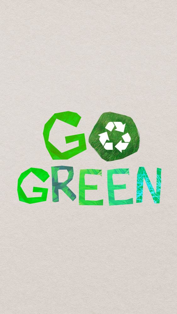 Go green word, environment paper craft, editable design