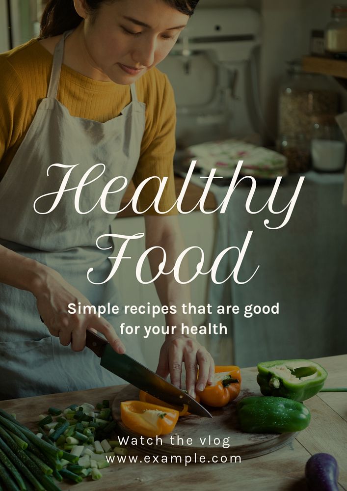 Healthy food  poster template, editable text and design