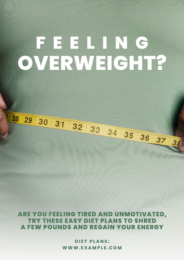 Feeling overweight? poster template, editable text and design