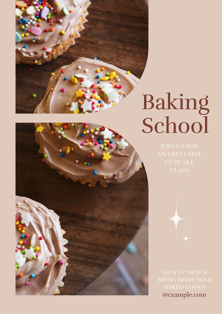 Baking school  poster template, editable text and design