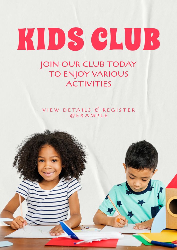 Kids club  poster template, editable text and design