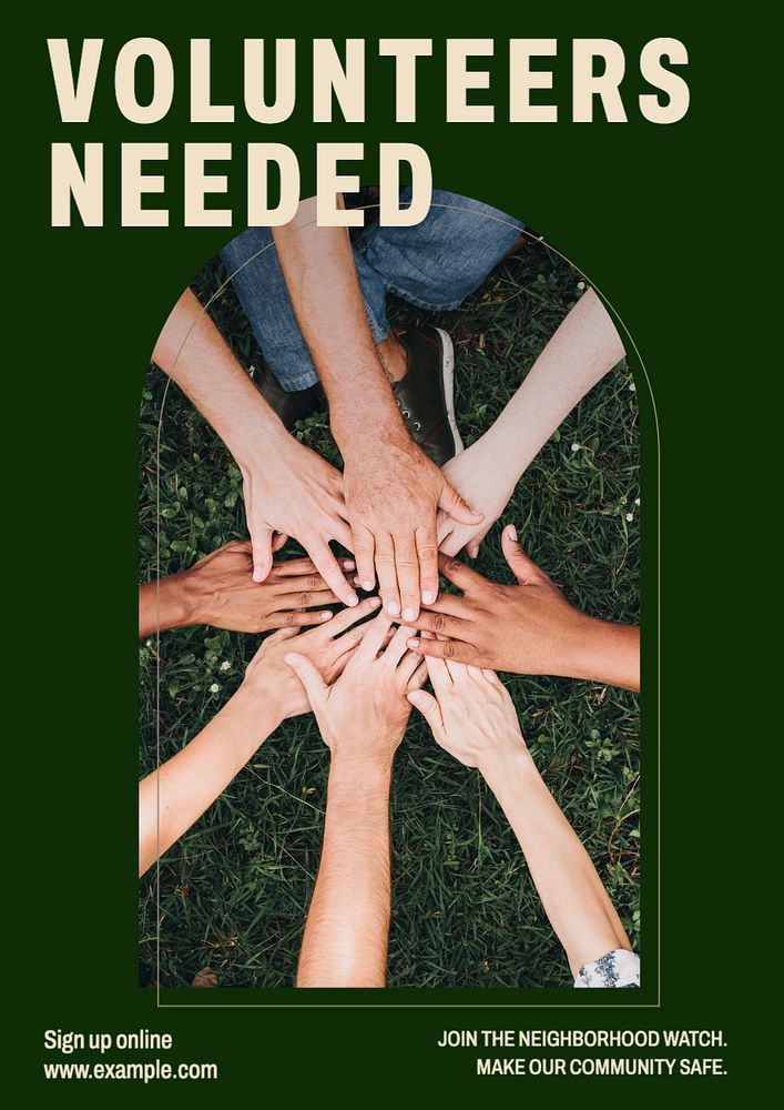 Volunteer needed  poster template, editable text and design