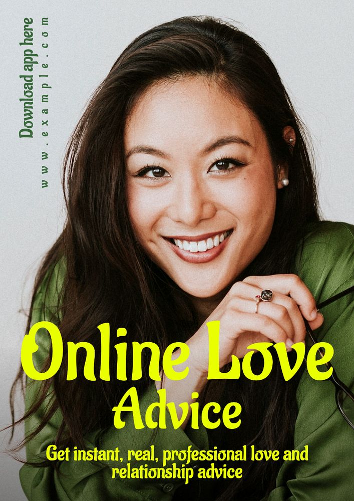 Love advice application poster template, editable text and design