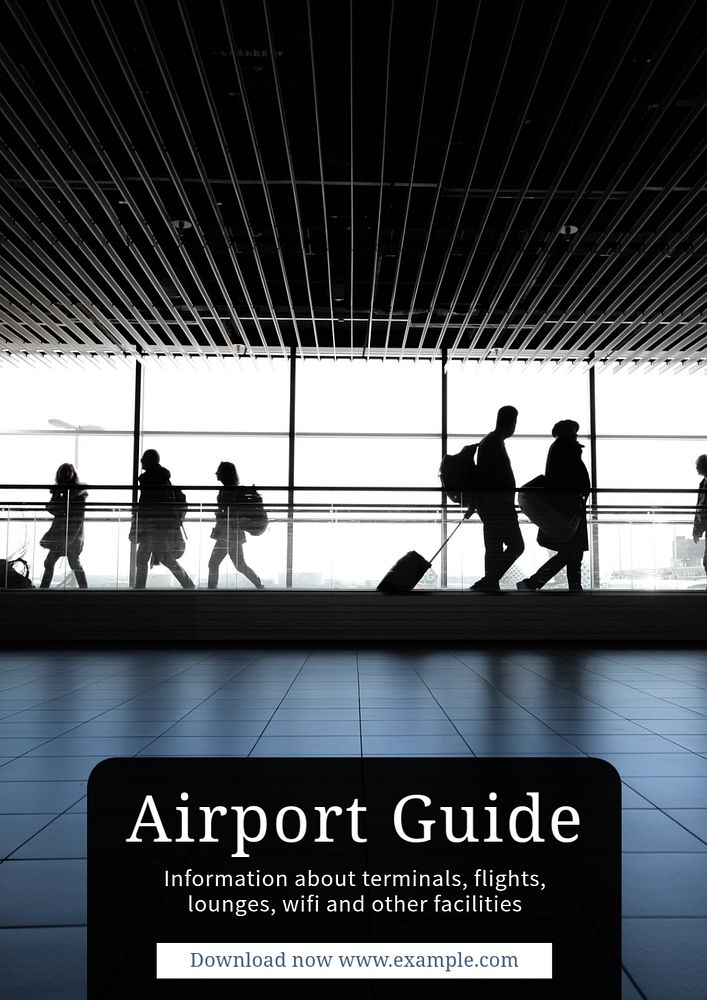 Airport guide  poster template, editable text and design