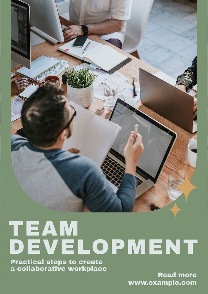 Team development  poster template, editable text and design