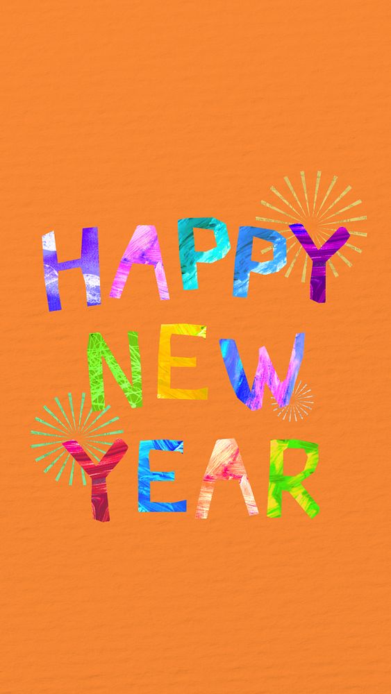 Happy New Year word, paper craft collage, editable design