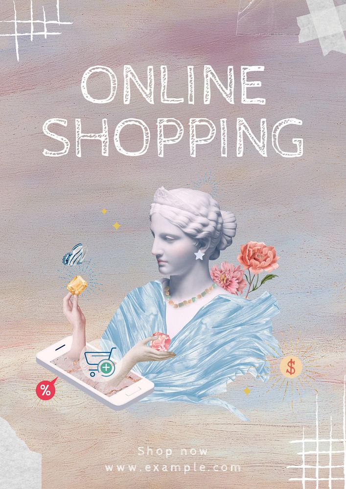 Online shopping  poster template, editable text and design