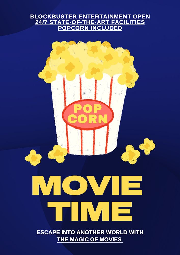 Movie time  poster template, editable text and design