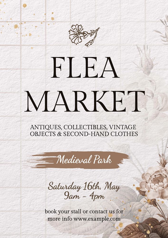 Flea market poster template, editable text and design