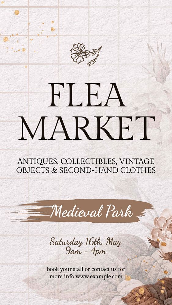 Flea market Instagram story template, editable text