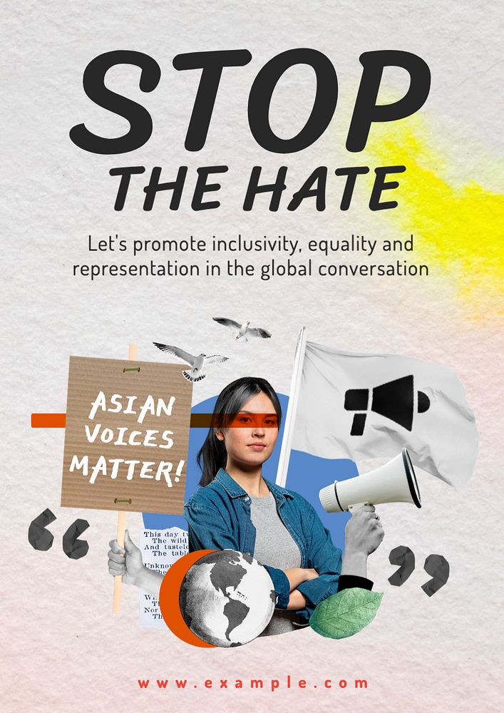 Stop the hate poster template, editable text and design