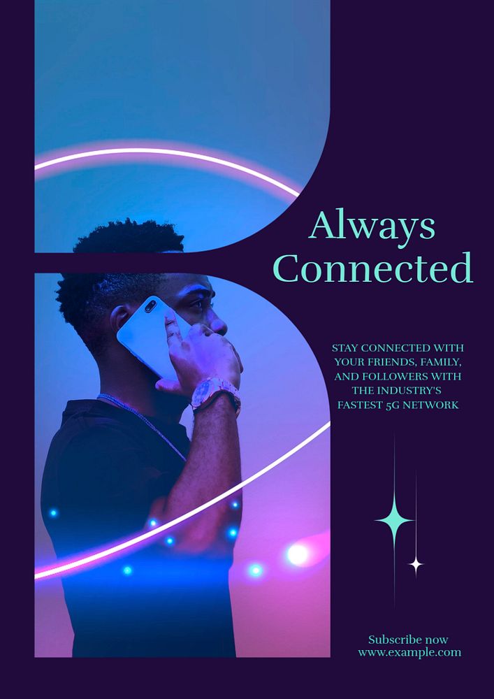 Always connected  poster template, editable text and design