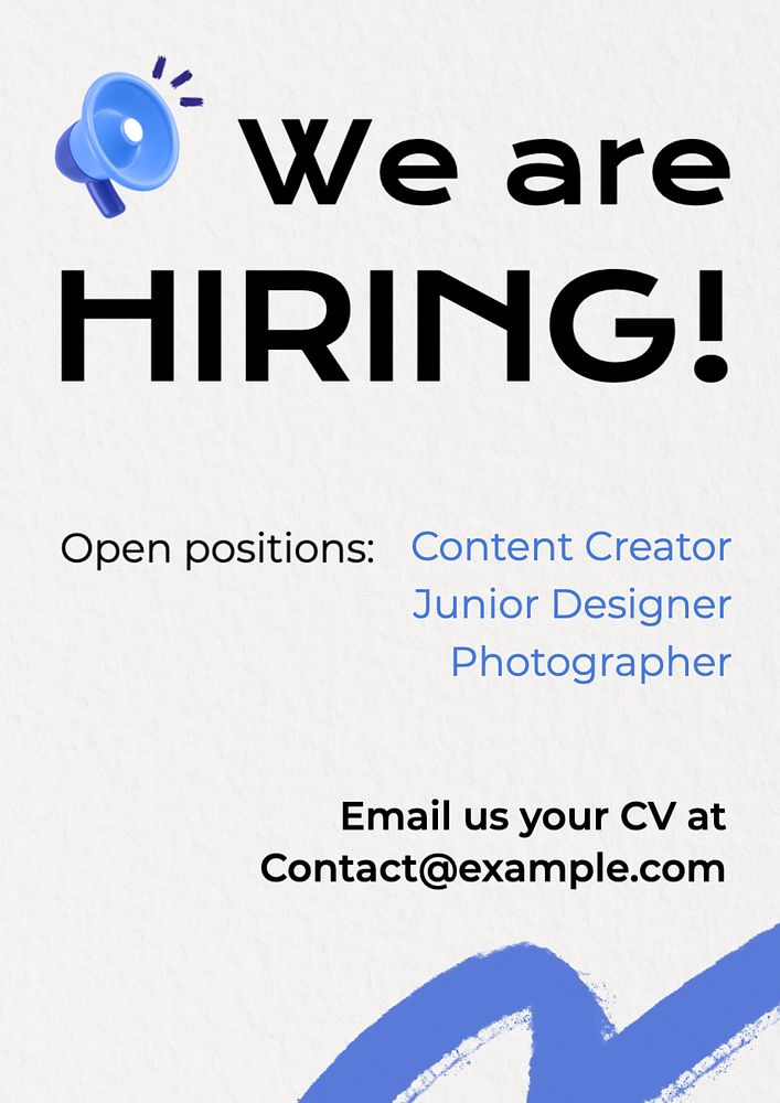 We're hiring poster template, editable text and design