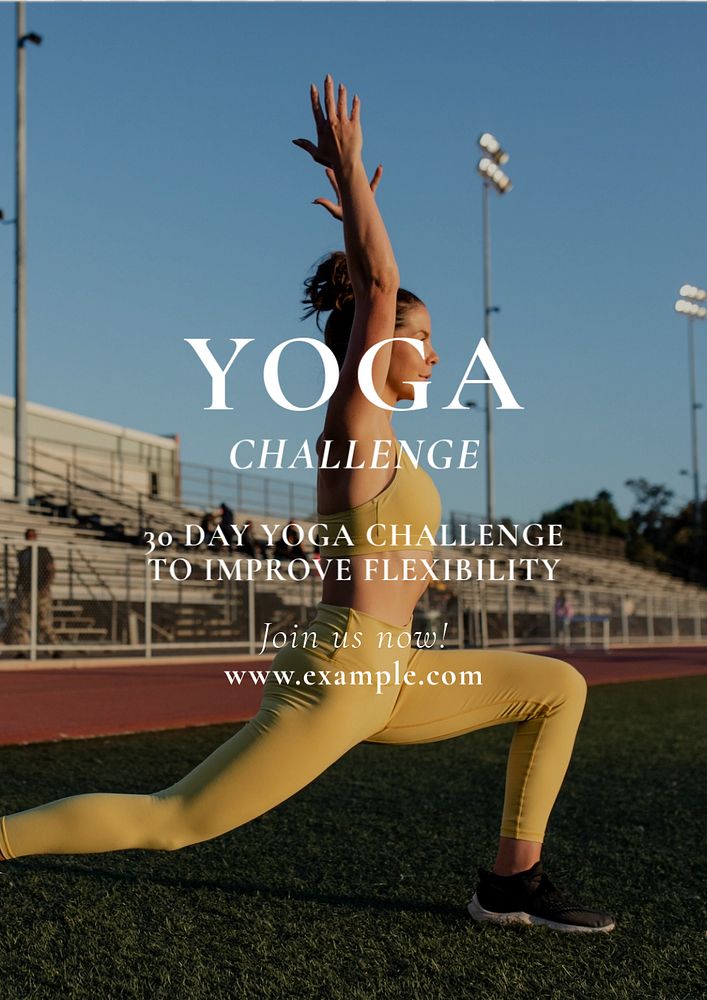 Yoga challenge  poster template, editable text and design