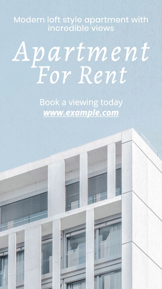 Apartment for rent Instagram story template, editable text