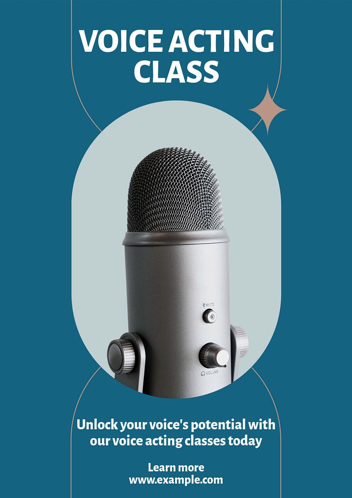 Voice acting class  poster template, editable text and design