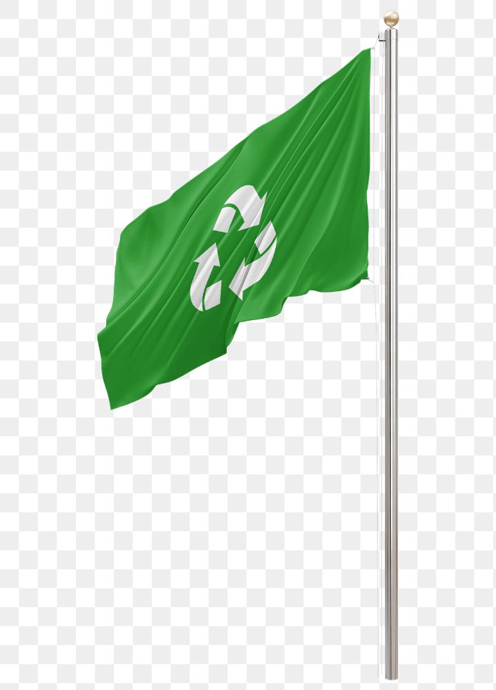 Green recycling flag mockup, editable design