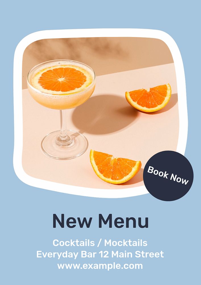 New menu poster template, editable text and design