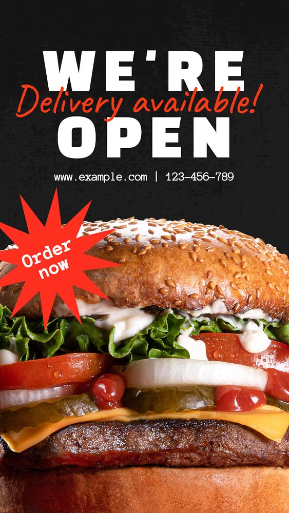 Fast food restaurant  Instagram story template, editable text