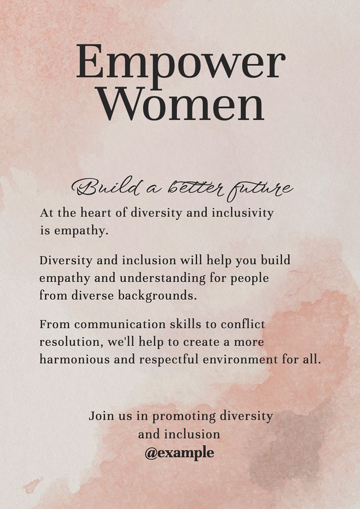 Diversity inclusion poster template, editable text and design