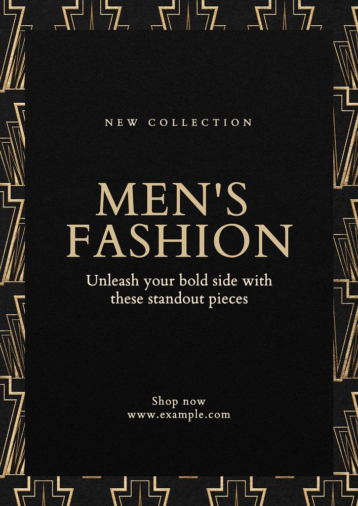 Men's fashion poster template, editable text and design