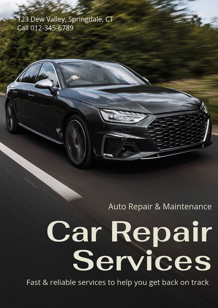 Car repair  poster template, editable text and design