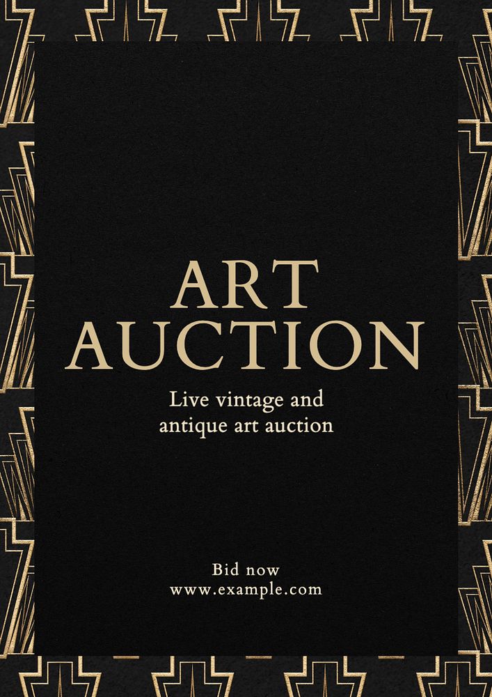 Art auction poster template, editable text and design