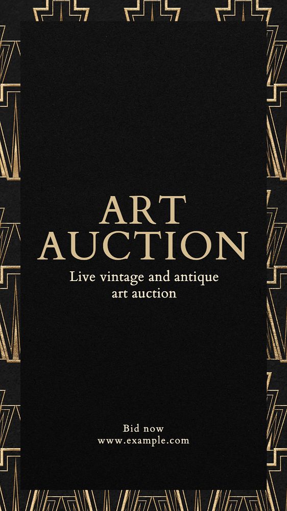 Art auction Instagram story template, editable text