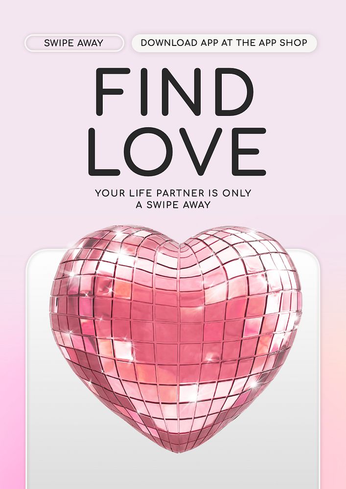 Find love poster template, editable text and design