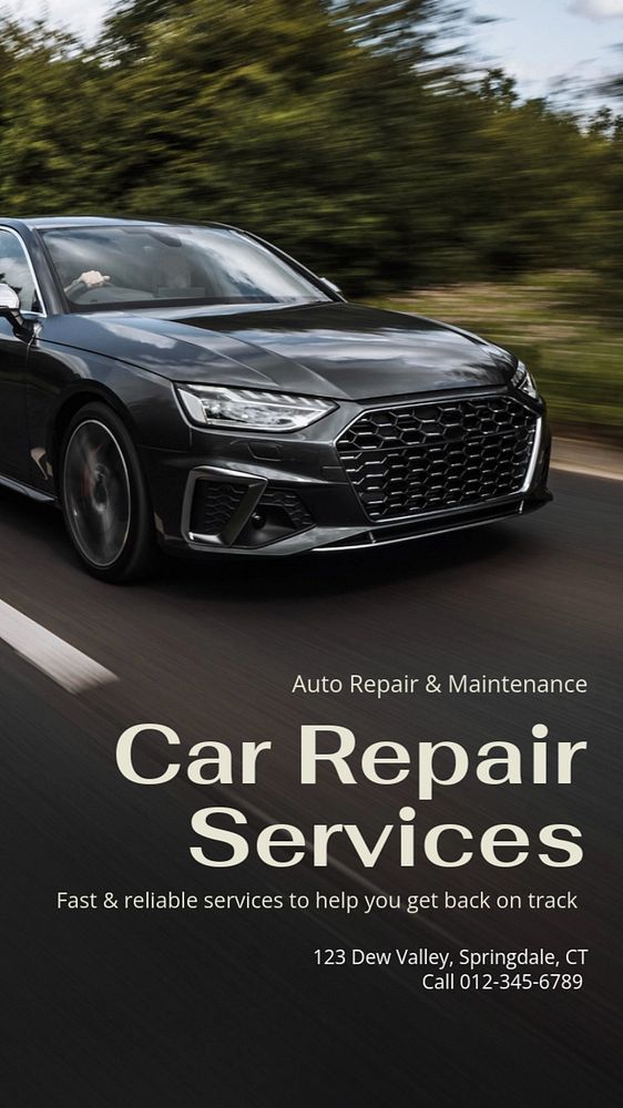 Car repair  Instagram story template, editable text