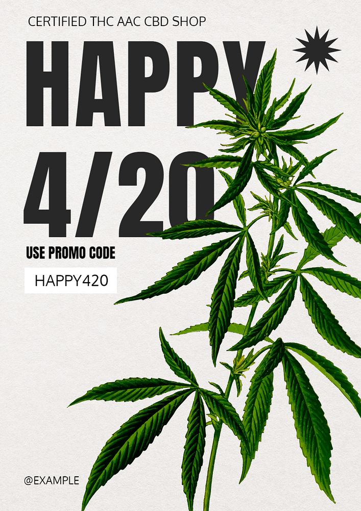 CBD shop poster template, editable text and design