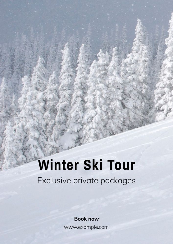 Winter ski tour poster template, editable text and design