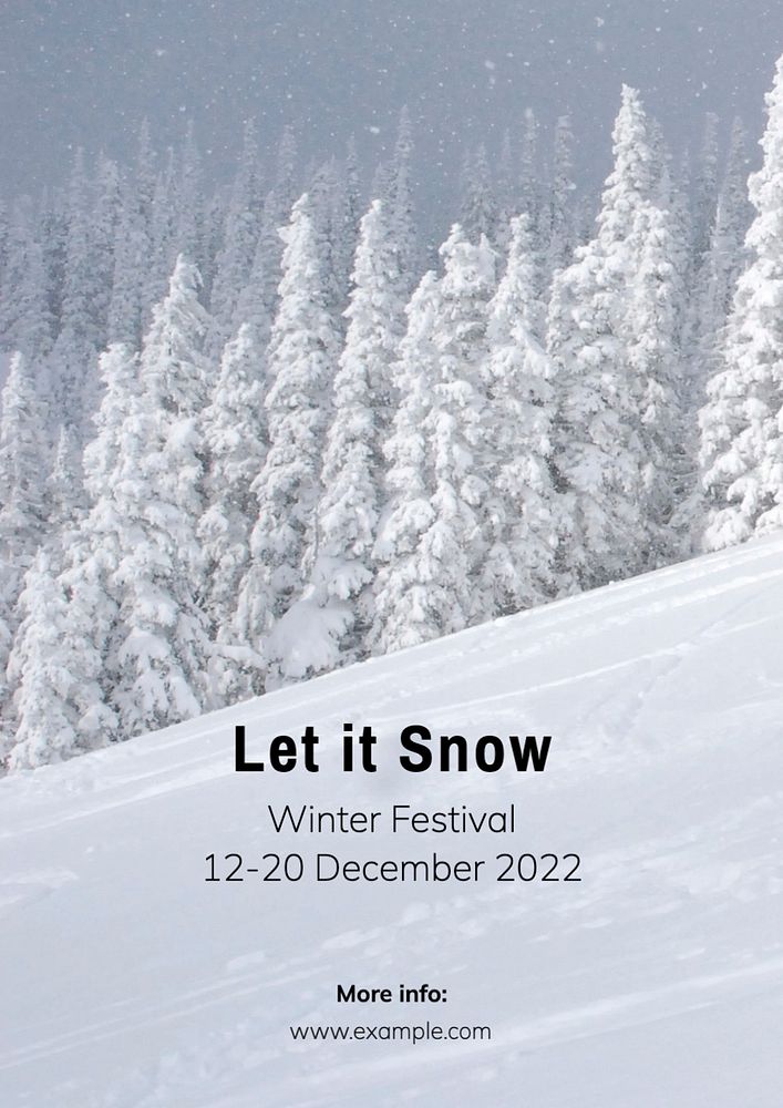 Winter snow festival poster template, editable text and design