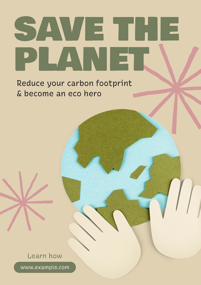 Save the planet  poster template, editable text and design