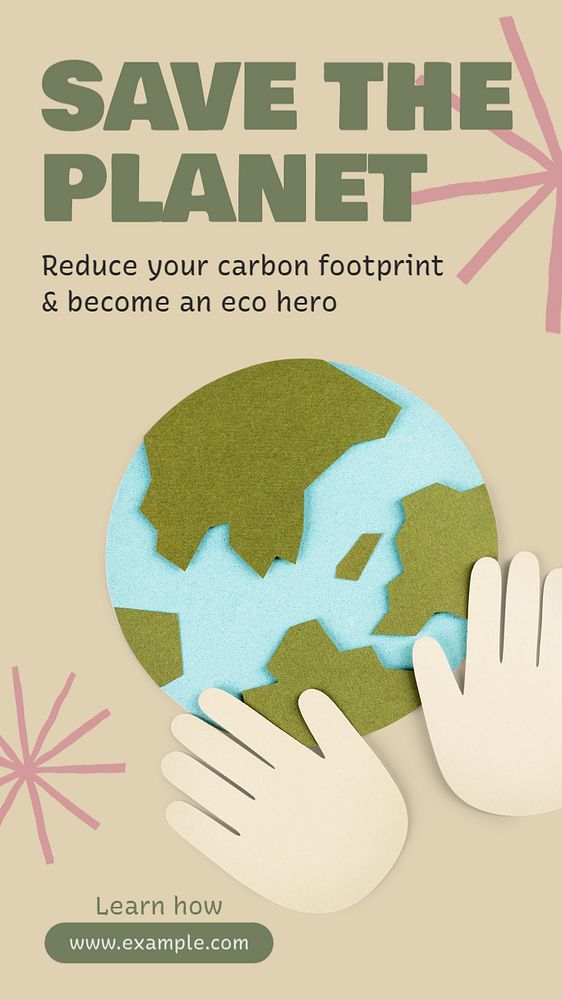 Save the planet  Instagram story template, editable text