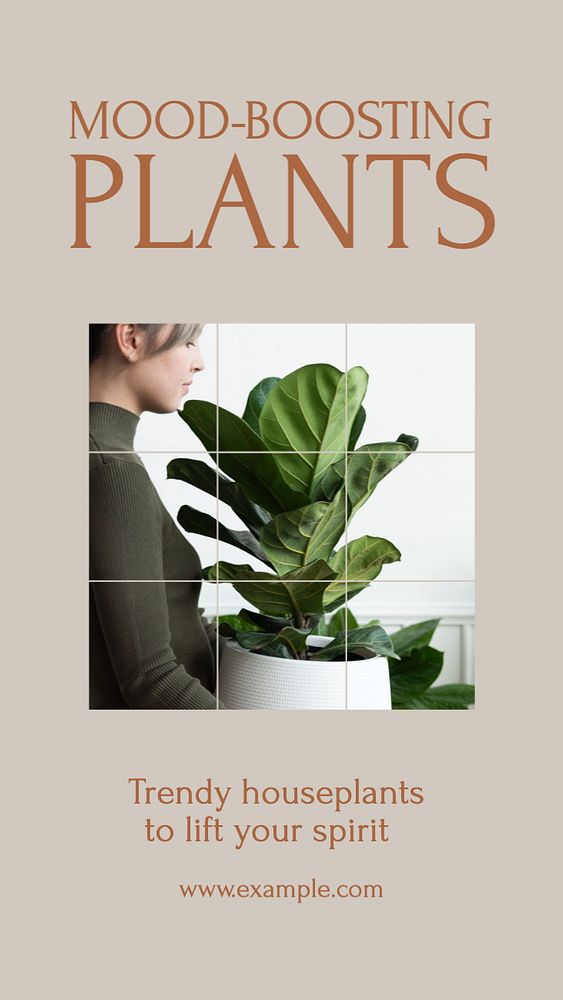 Mood-boosting plants  Instagram story template, editable text