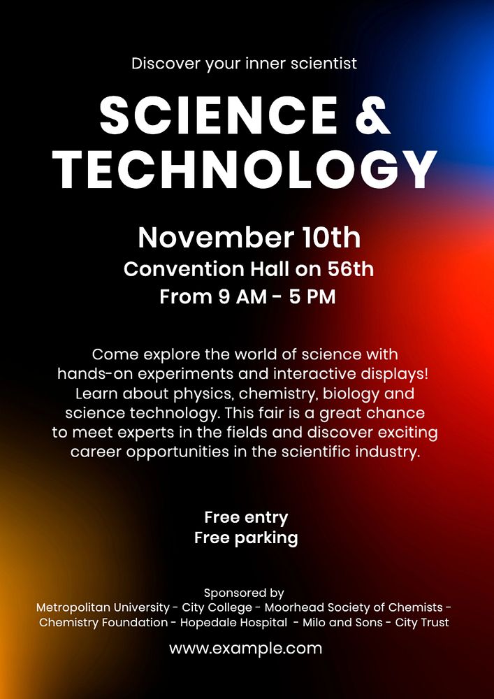 Science & technology poster template, editable text and design