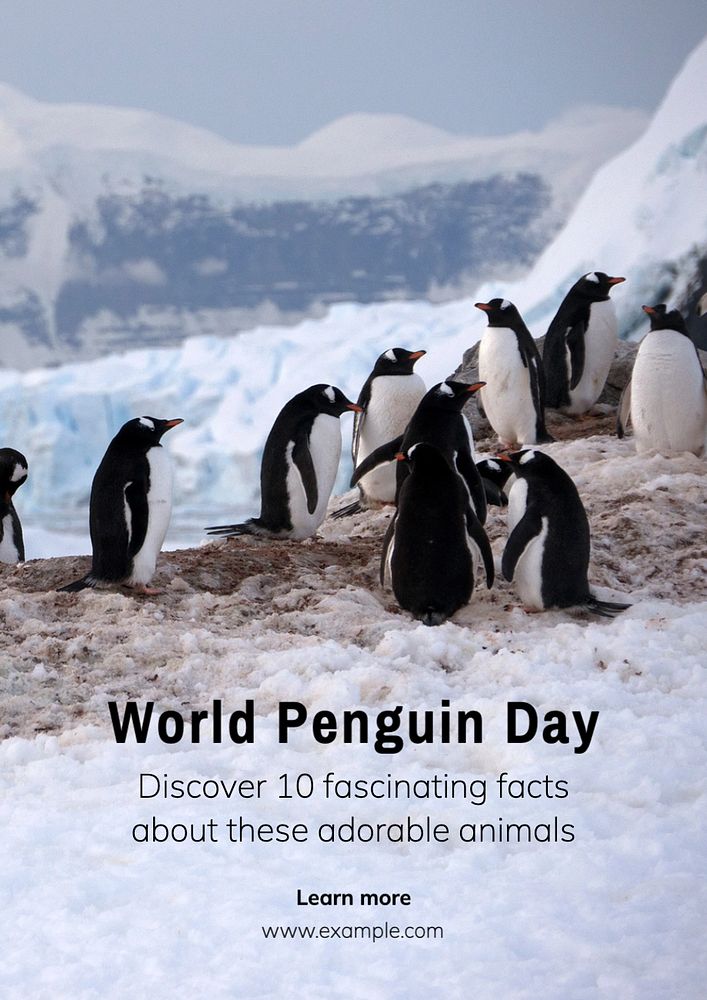 World penguin day poster template, editable text and design