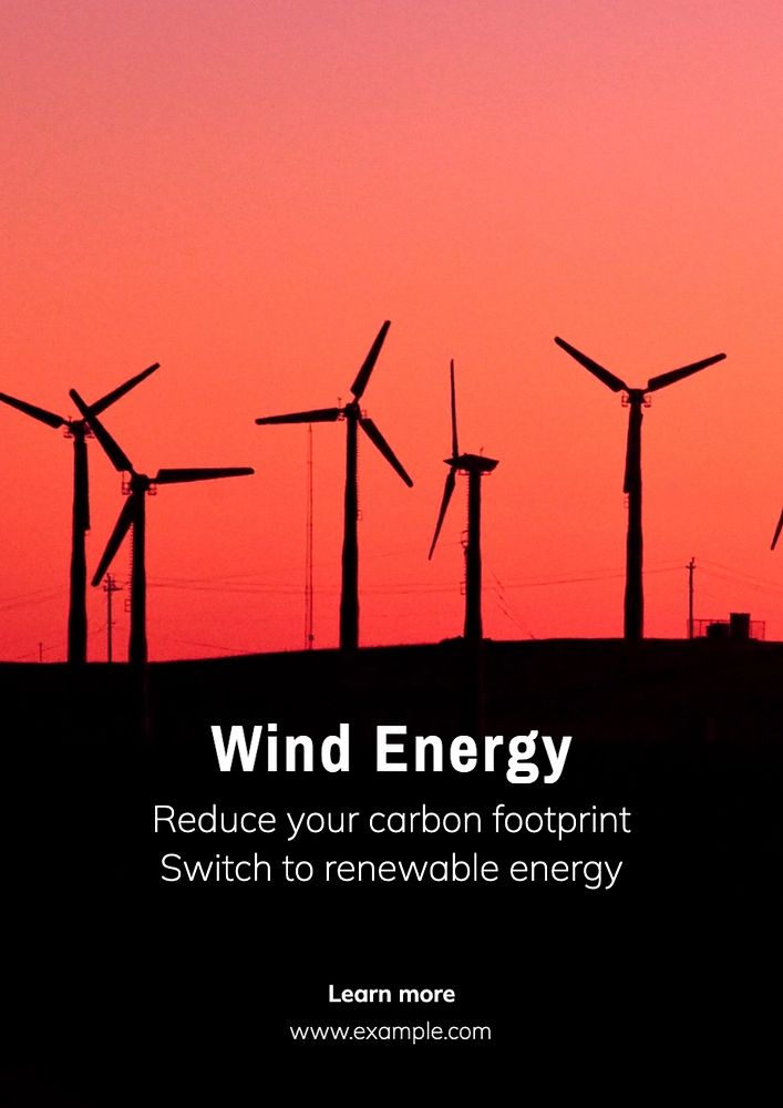 Wind energy poster template, editable text and design