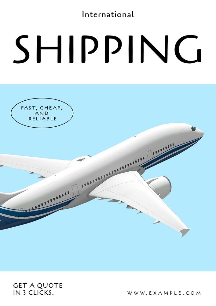 International shipping poster template, editable text and design