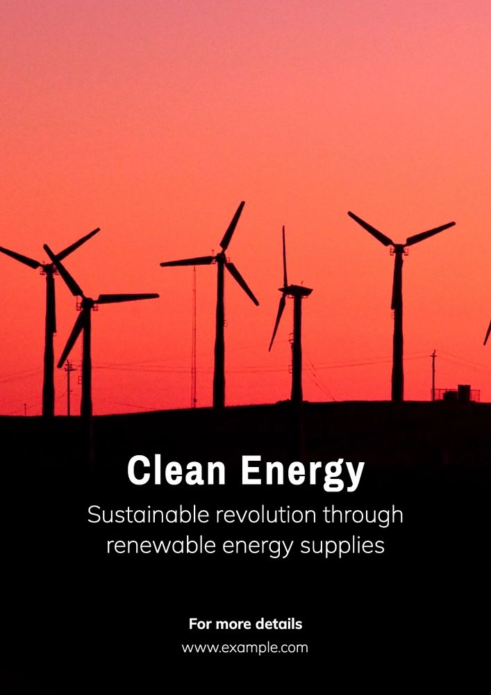 Clean energy poster template, editable text and design