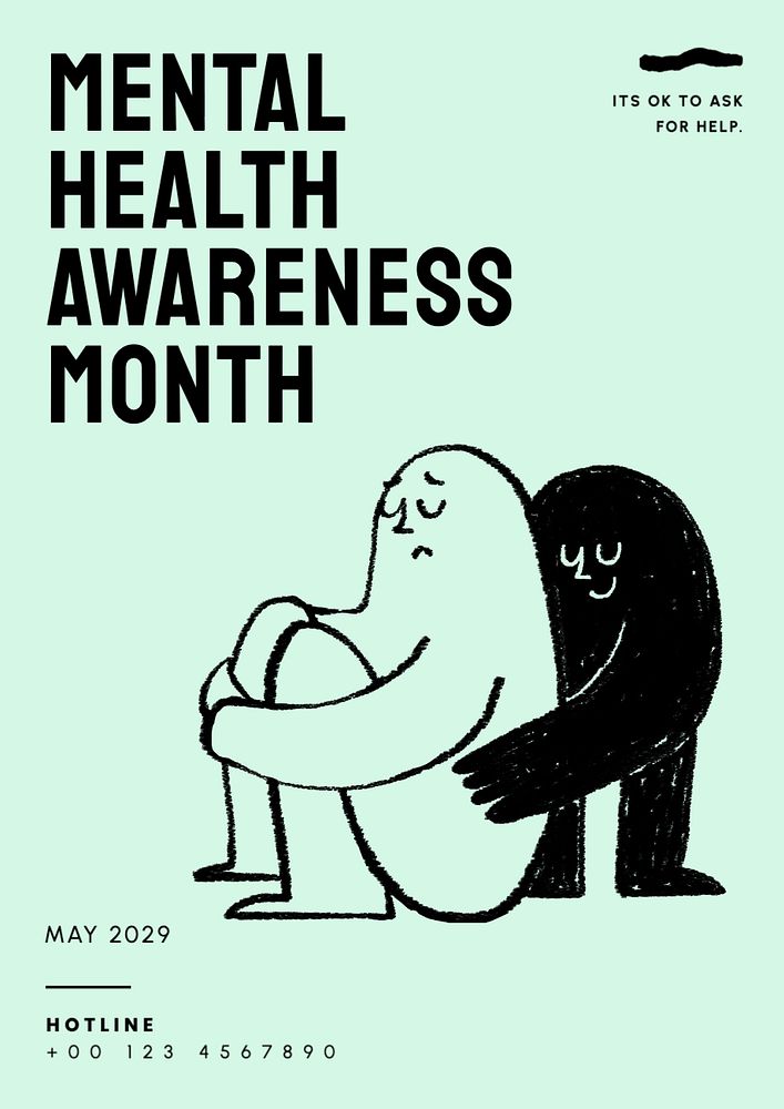 Mental health awareness  poster template, editable text and design