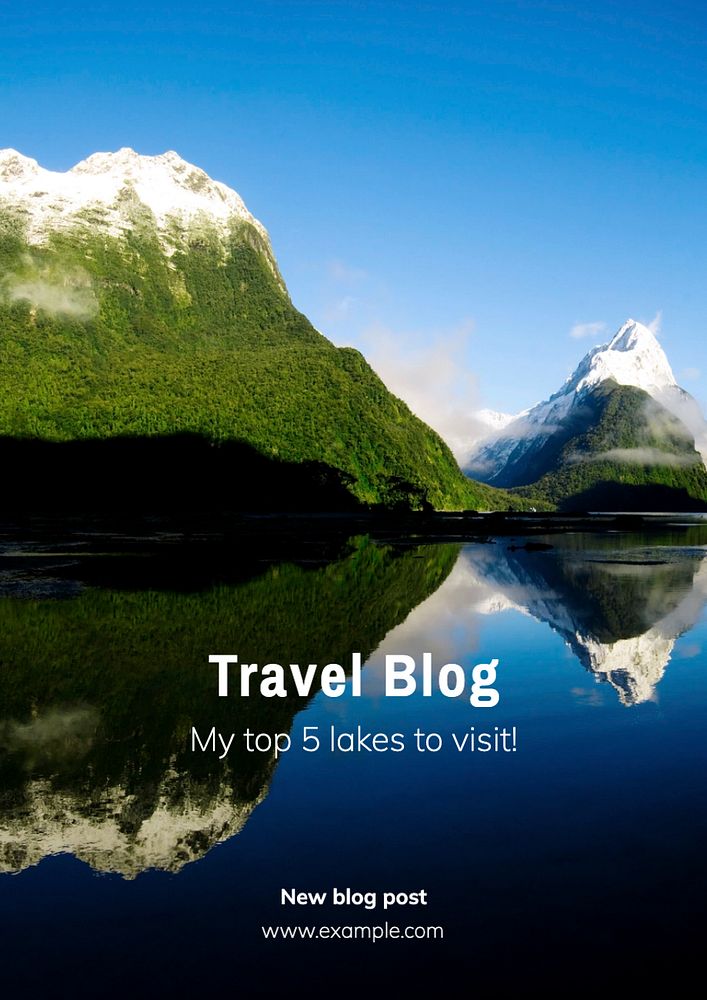 Travel blog poster template, editable text and design