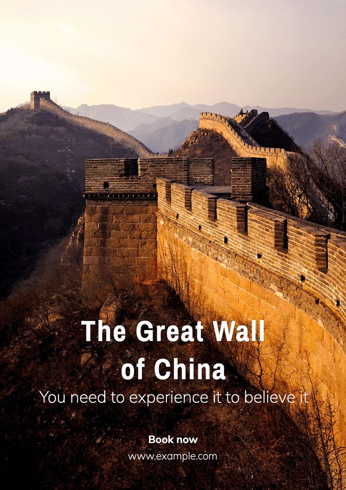 Wall of China poster template, editable text and design