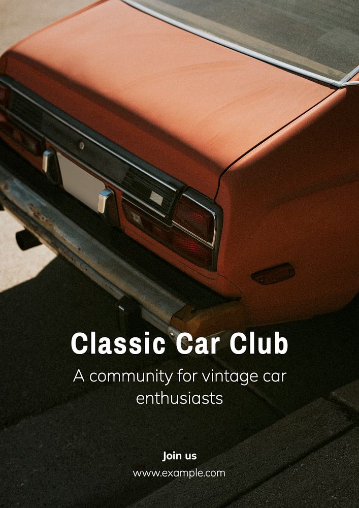 Car club poster template, editable text and design