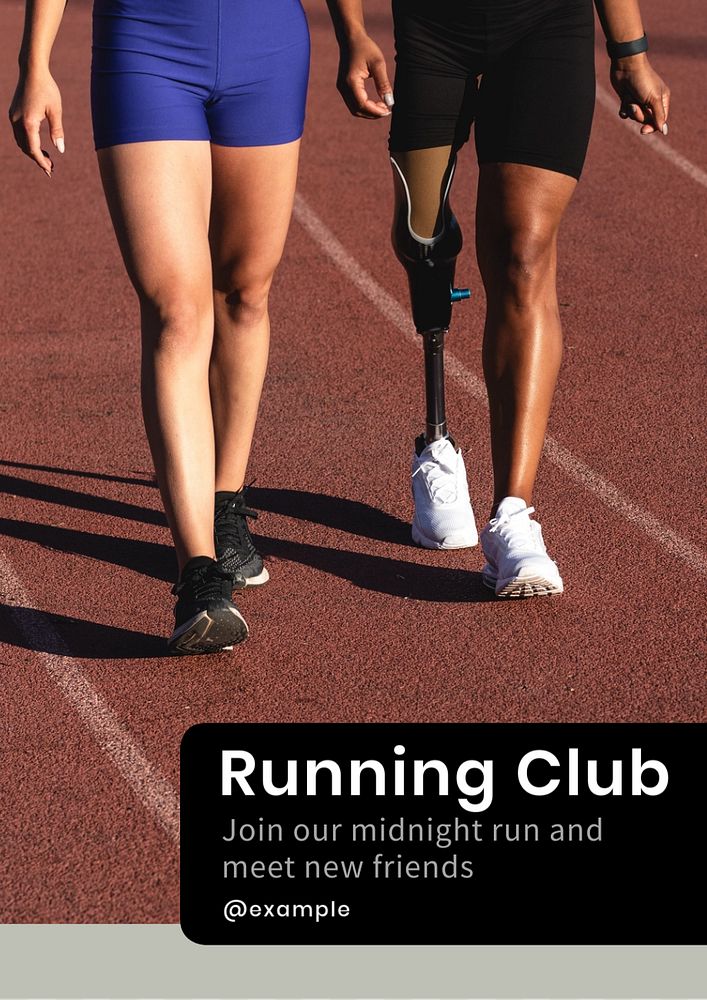 Running club  poster template, editable text and design