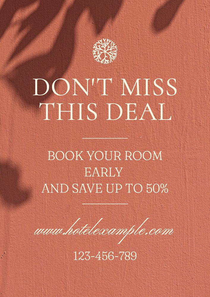 Hotel deals poster template, editable text and design