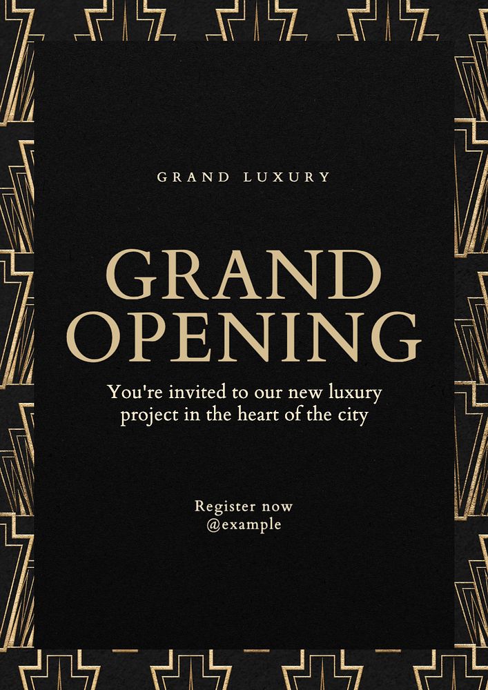 Grand opening poster template, editable text and design