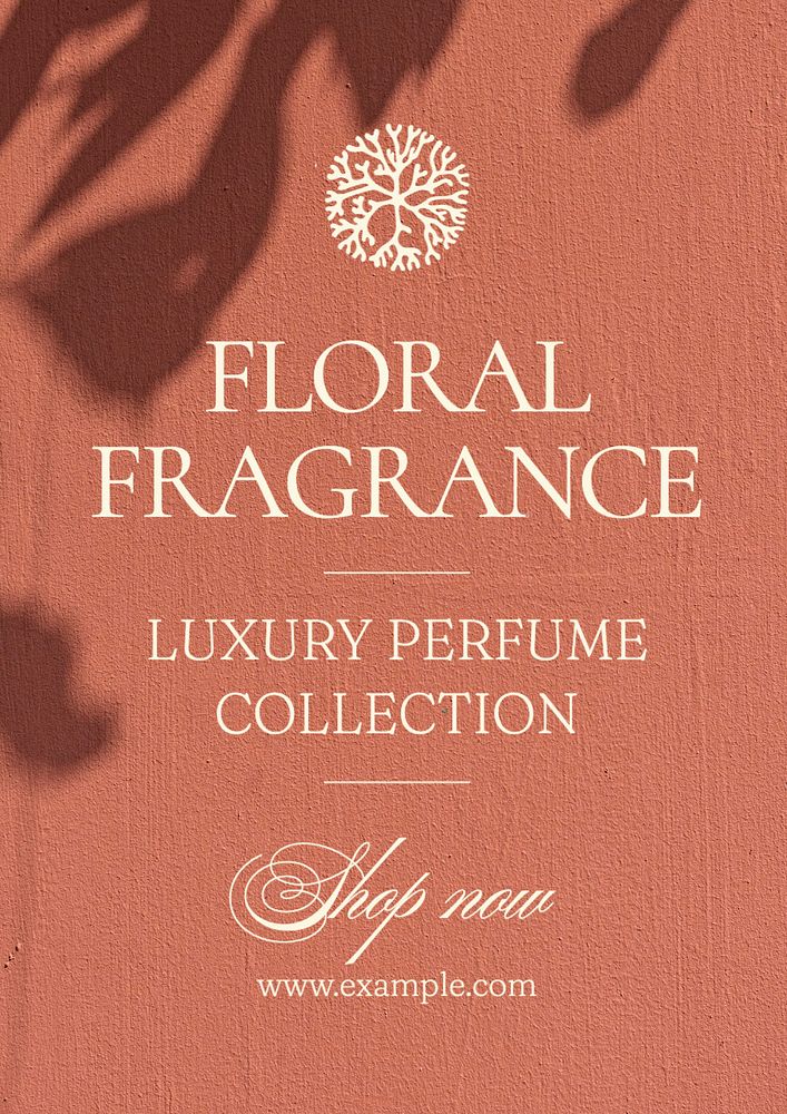 Floral fragrance poster template, editable text and design