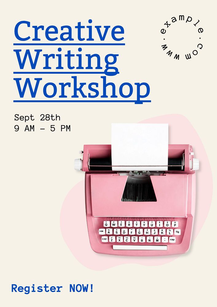 Writing workshop  poster template, editable text and design